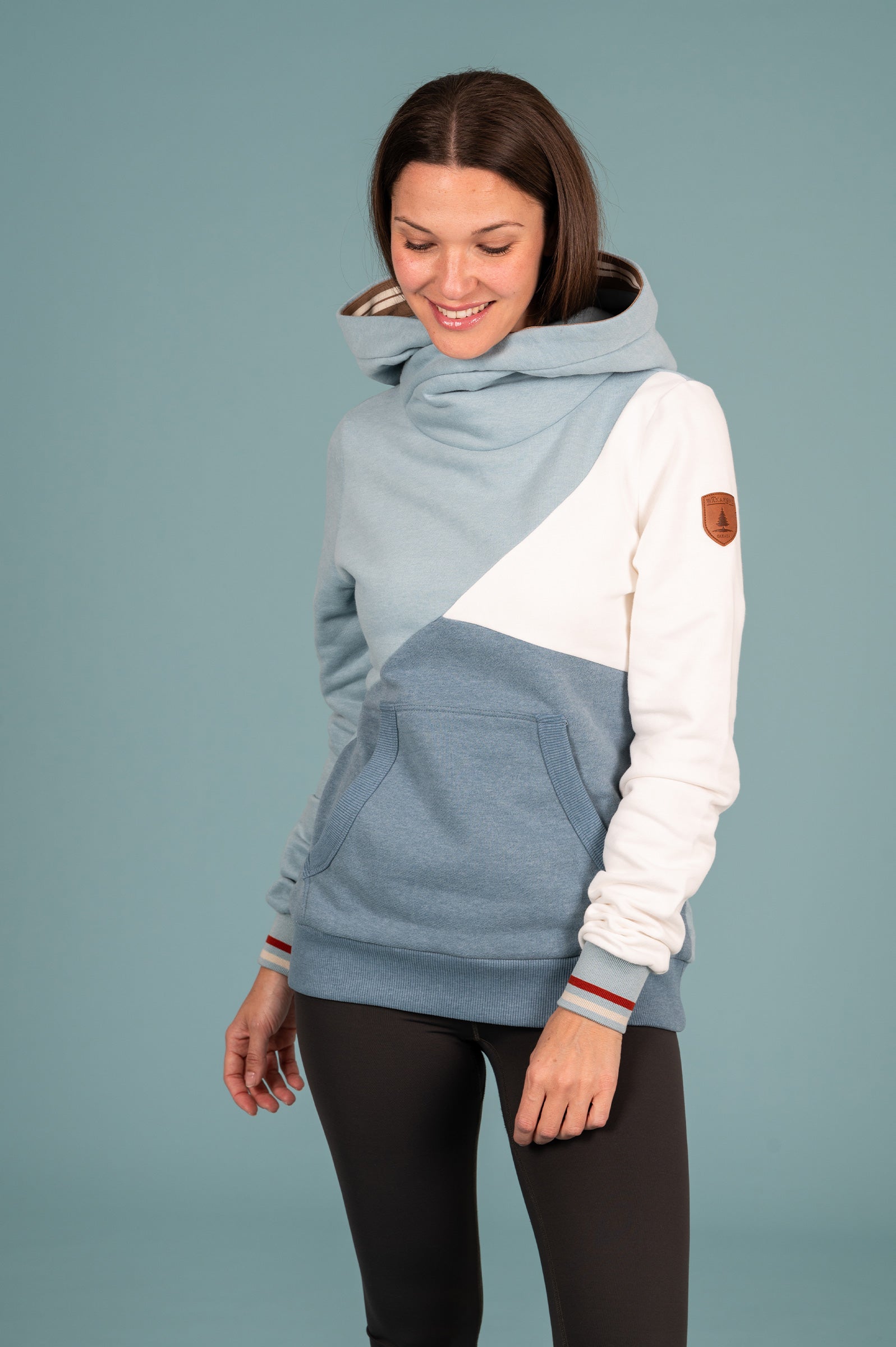 Wanakome Women's Mika Colorblock Hoodie in Petrol Mix Main image