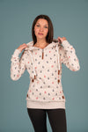 Wanakome Women's Ivy Anchor Print Hoodie in Heather Oatmeal