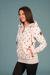 Wanakome Women's Ivy Anchor Print Hoodie in Heather Oatmeal