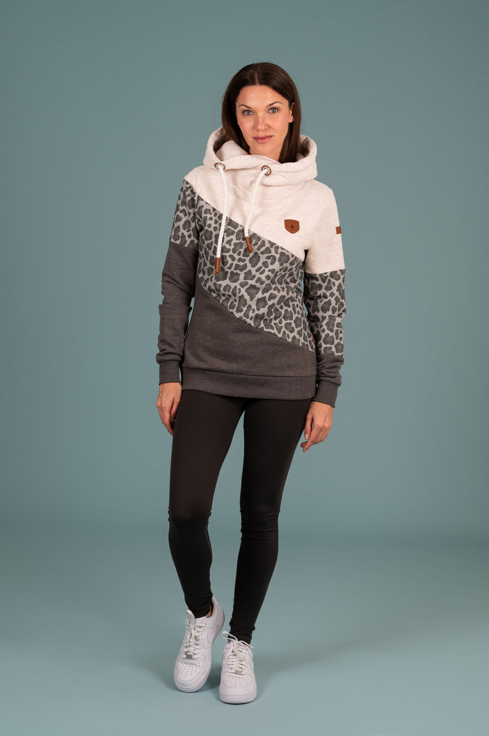 Selene Carbon Leopard Mix Color Block Hoodie – Wanakome