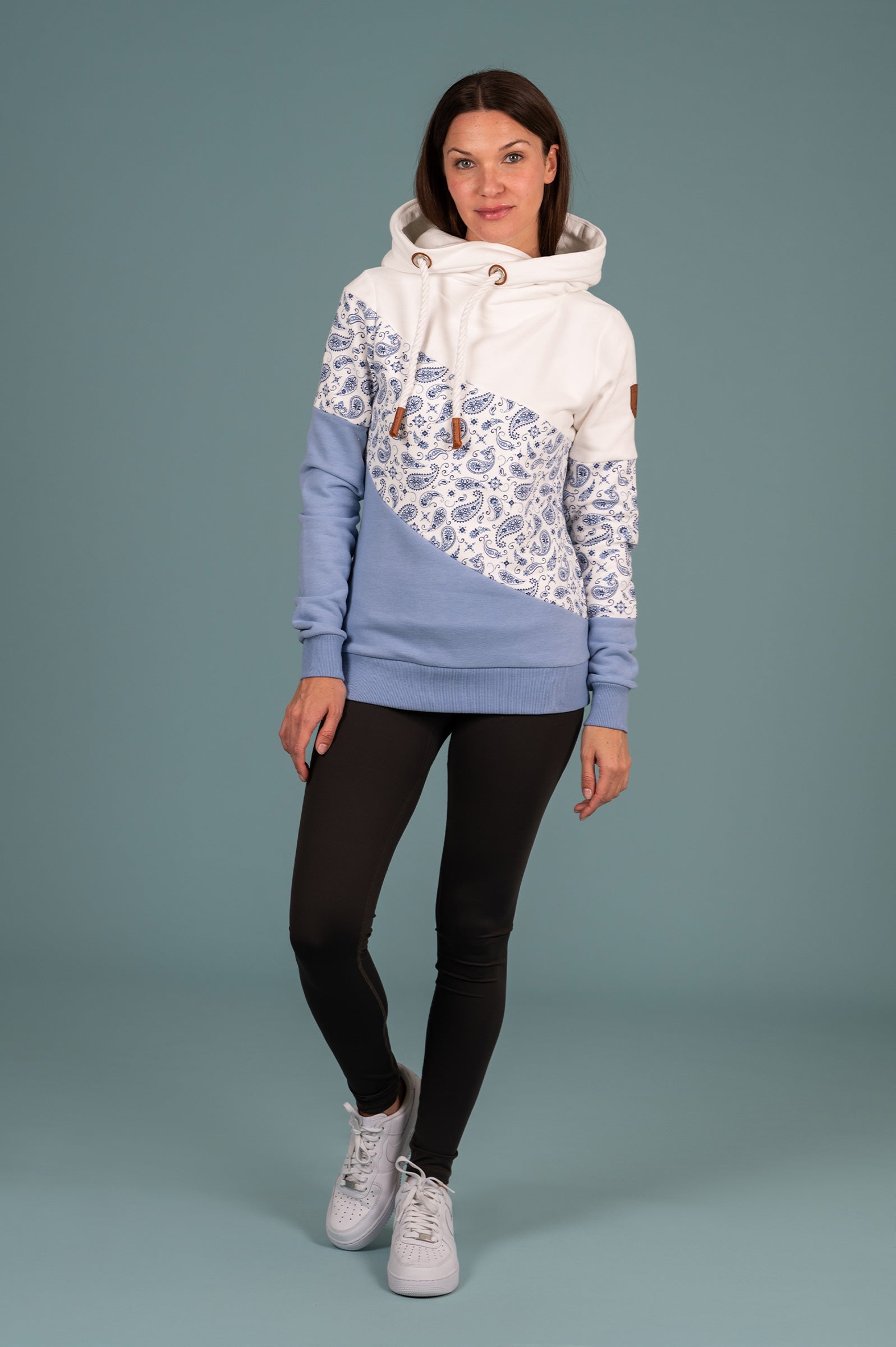 Wanakome Women's Selene Ivory Mix Color Block Print Hoodie