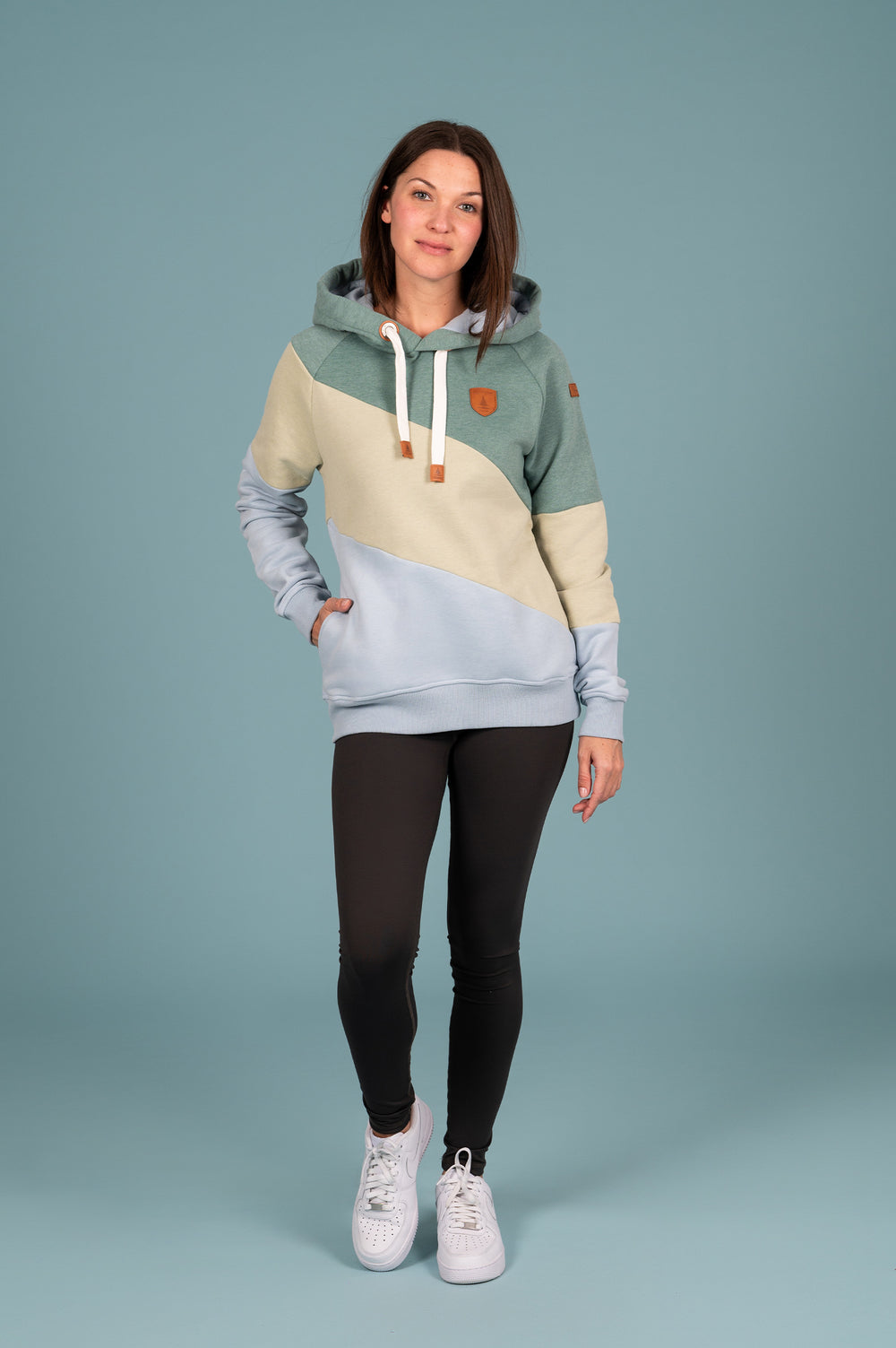Wanakome Women's Colorblock Pullover Hoodie in Aloe Mix