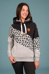 Wanakome Women's Starfish Color Block Hoodie with Leopard Print in Black Mix