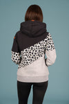 Wanakome Women's Starfish Color Block Hoodie with Leopard Print in Black Mix