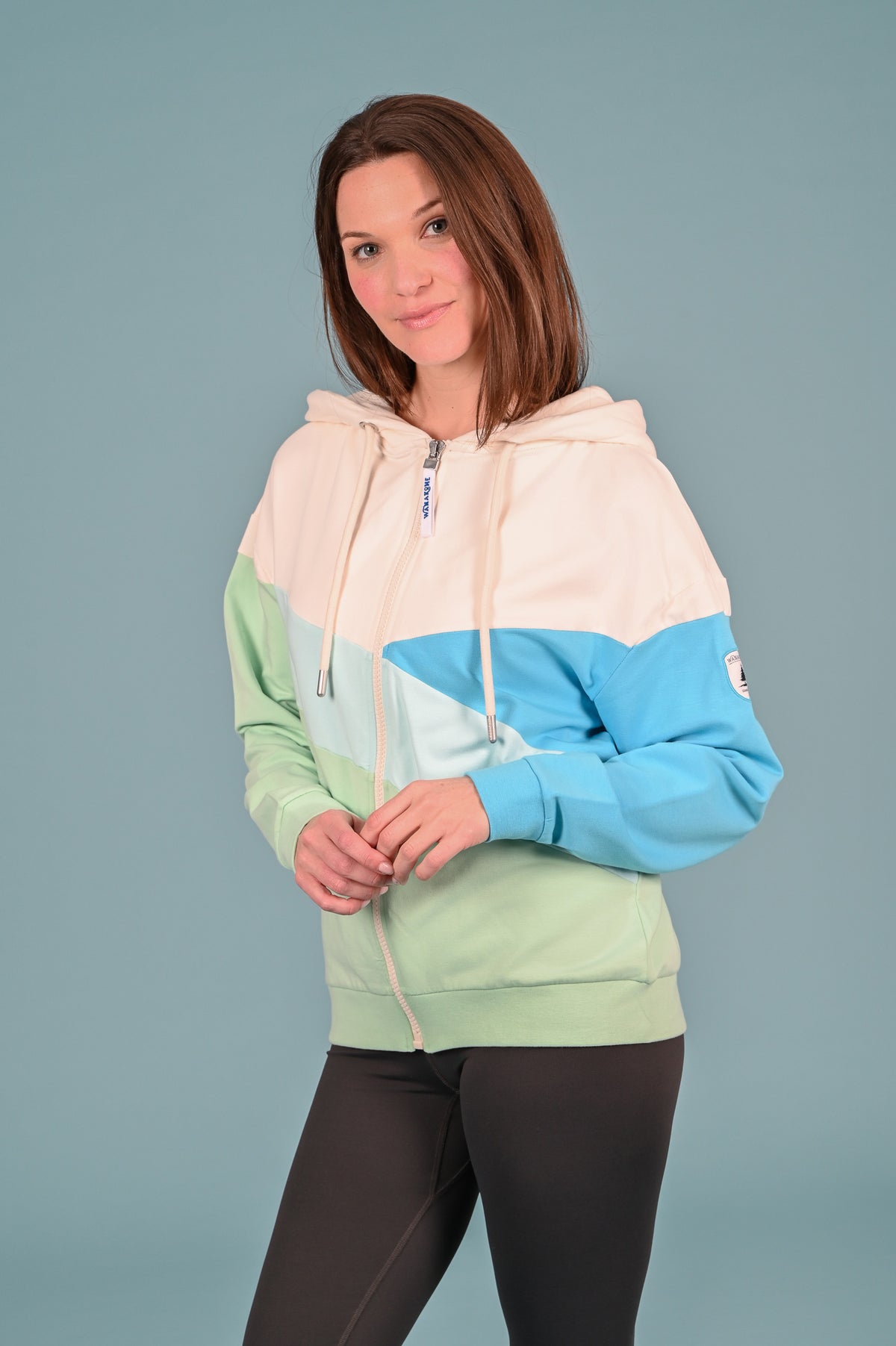 Wanakome women's full zip lux Cordelia hoodie in Cucumber Mix