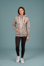 Wanakome Margot Women's Terry Front Zip Hoodie in Grey Space Dye
