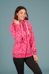 Wanakome Margot Women's Terry Front Zip Hoodie in Pink Space Dye