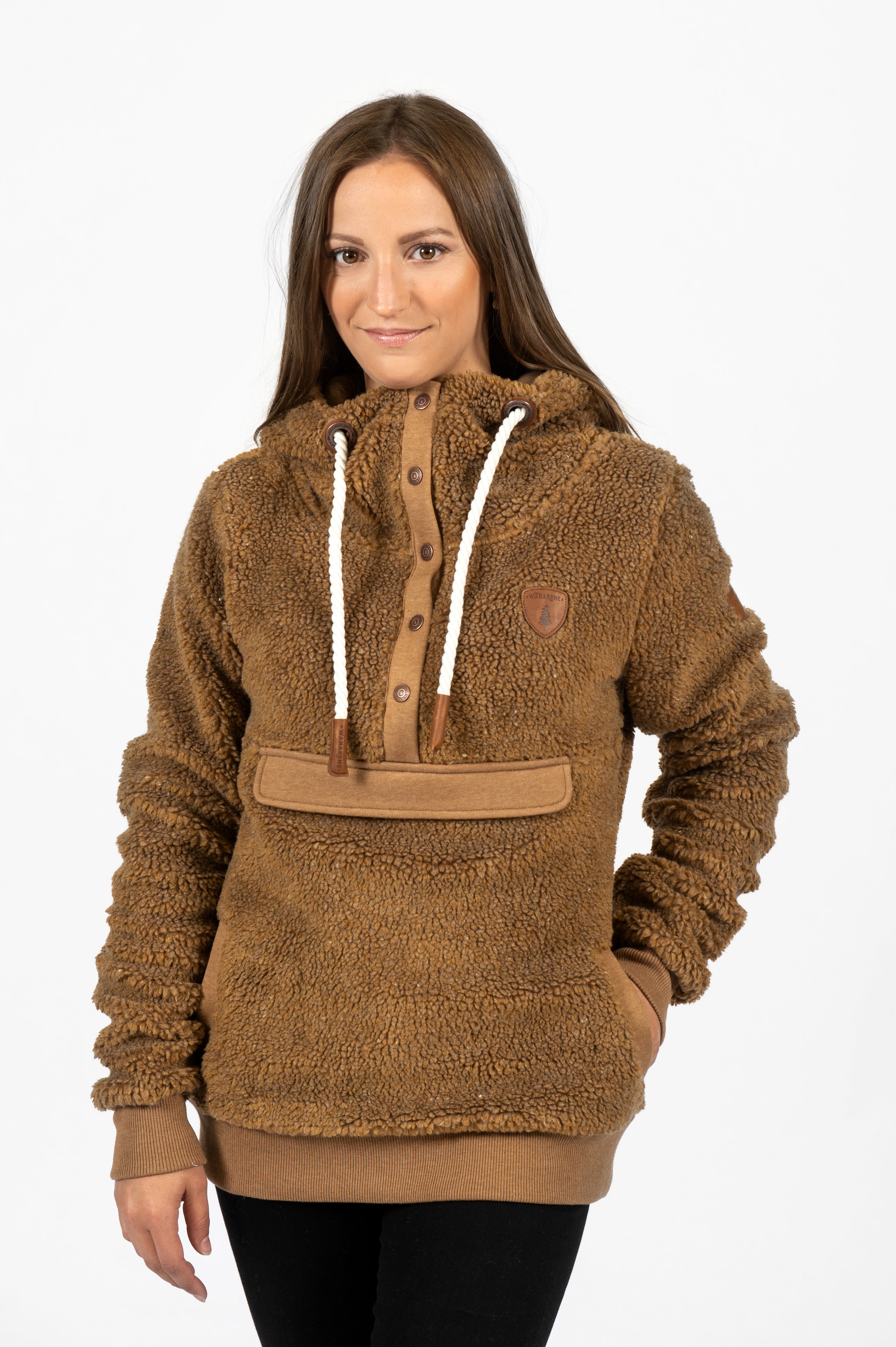 Mara Sherpa Teddy Snap-Neck Hoodie Main image