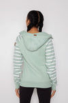 Hera Printeded Stripe Sleeve Green Bay Full-Zip Hoodie