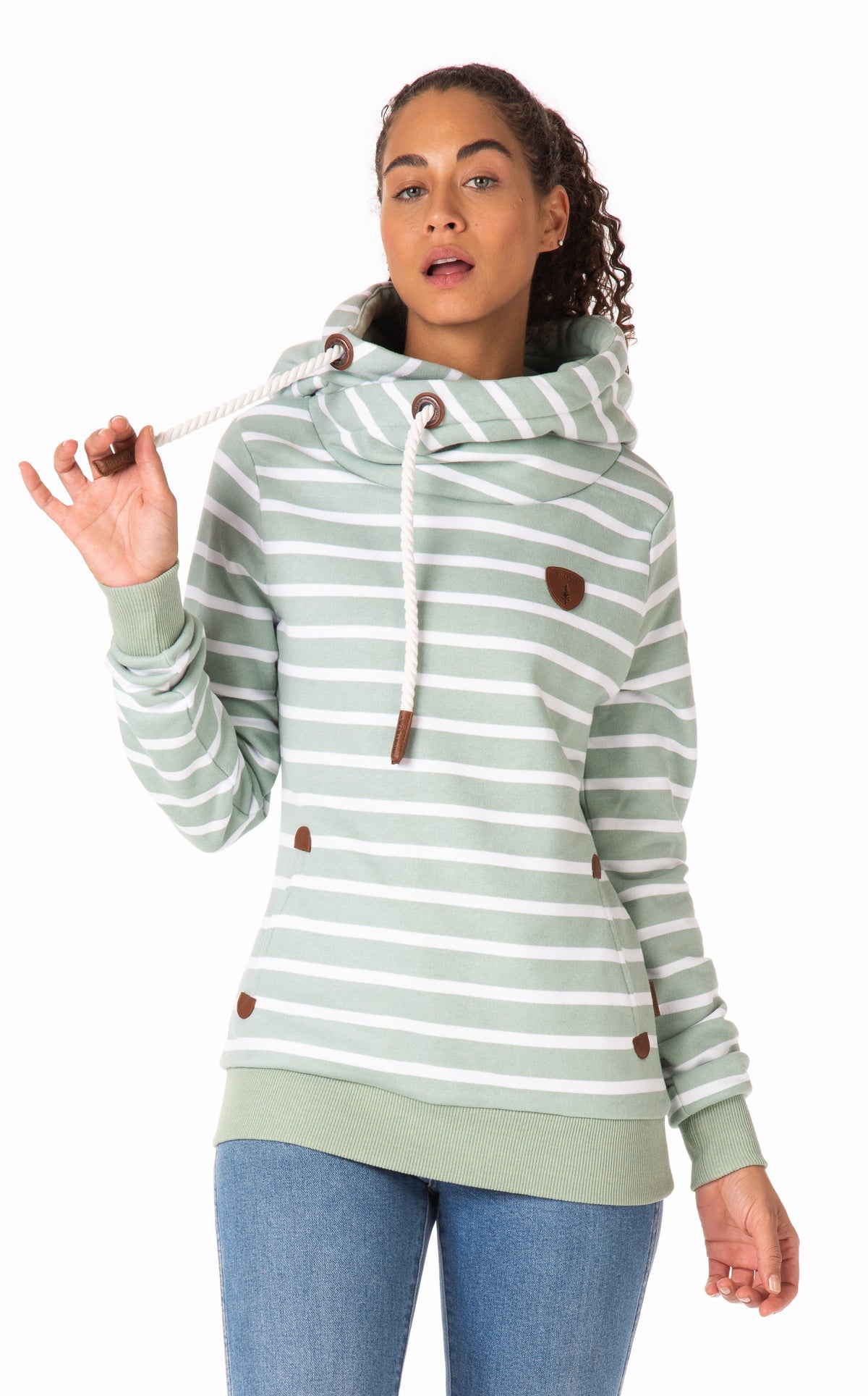 Artemis Printed Green Bay Stripe Hoodie