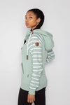 Hera Printeded Stripe Sleeve Green Bay Full-Zip Hoodie