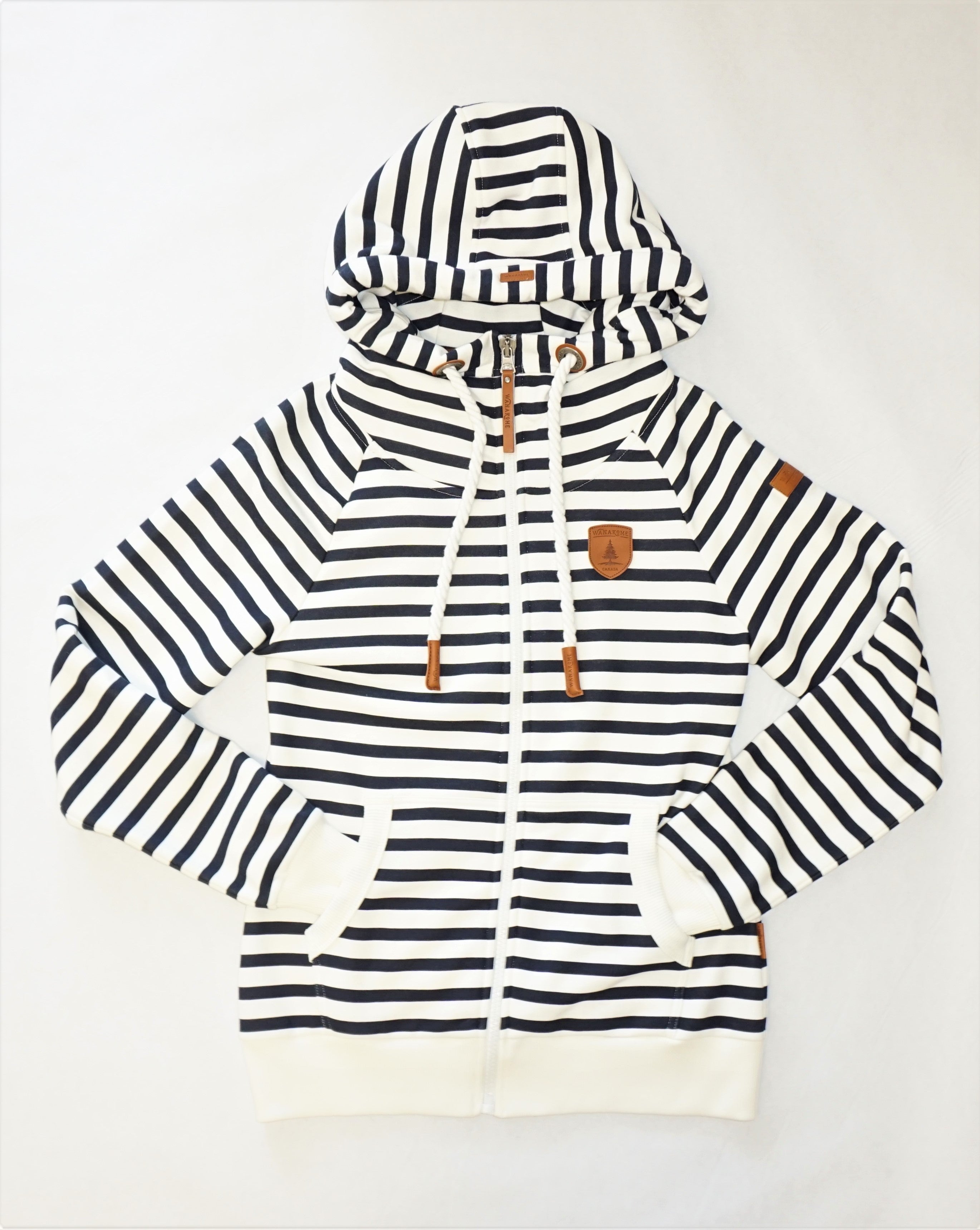 Hera Print Navy Ivory Stripe Zip Hoodie