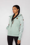 Hera Printeded Stripe Sleeve Green Bay Full-Zip Hoodie