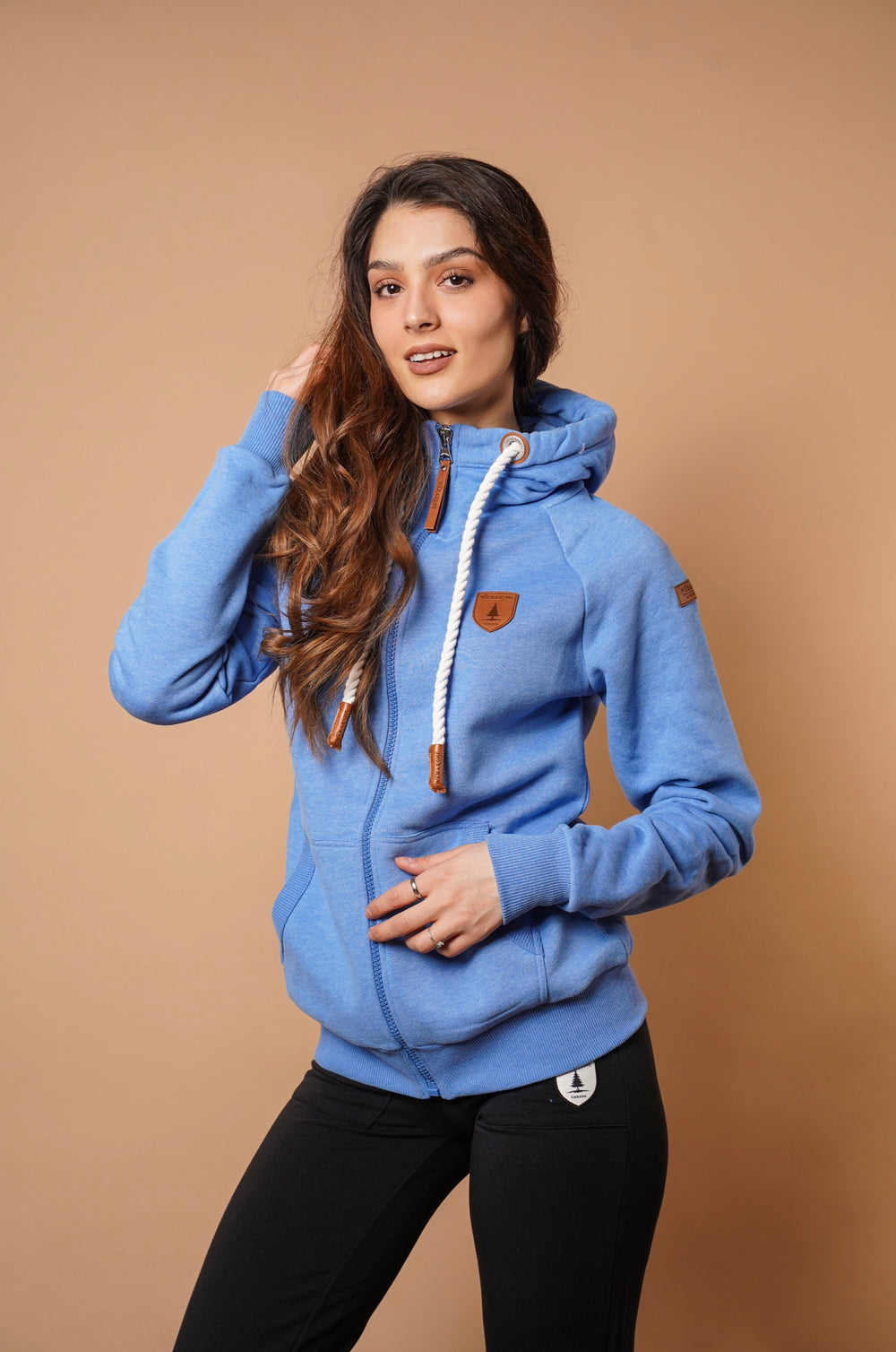 Wanakome Hera Women's Terry Front Zip Hoodie in Cobalt
