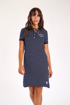 Lois Polo Dress in Navy Stripe