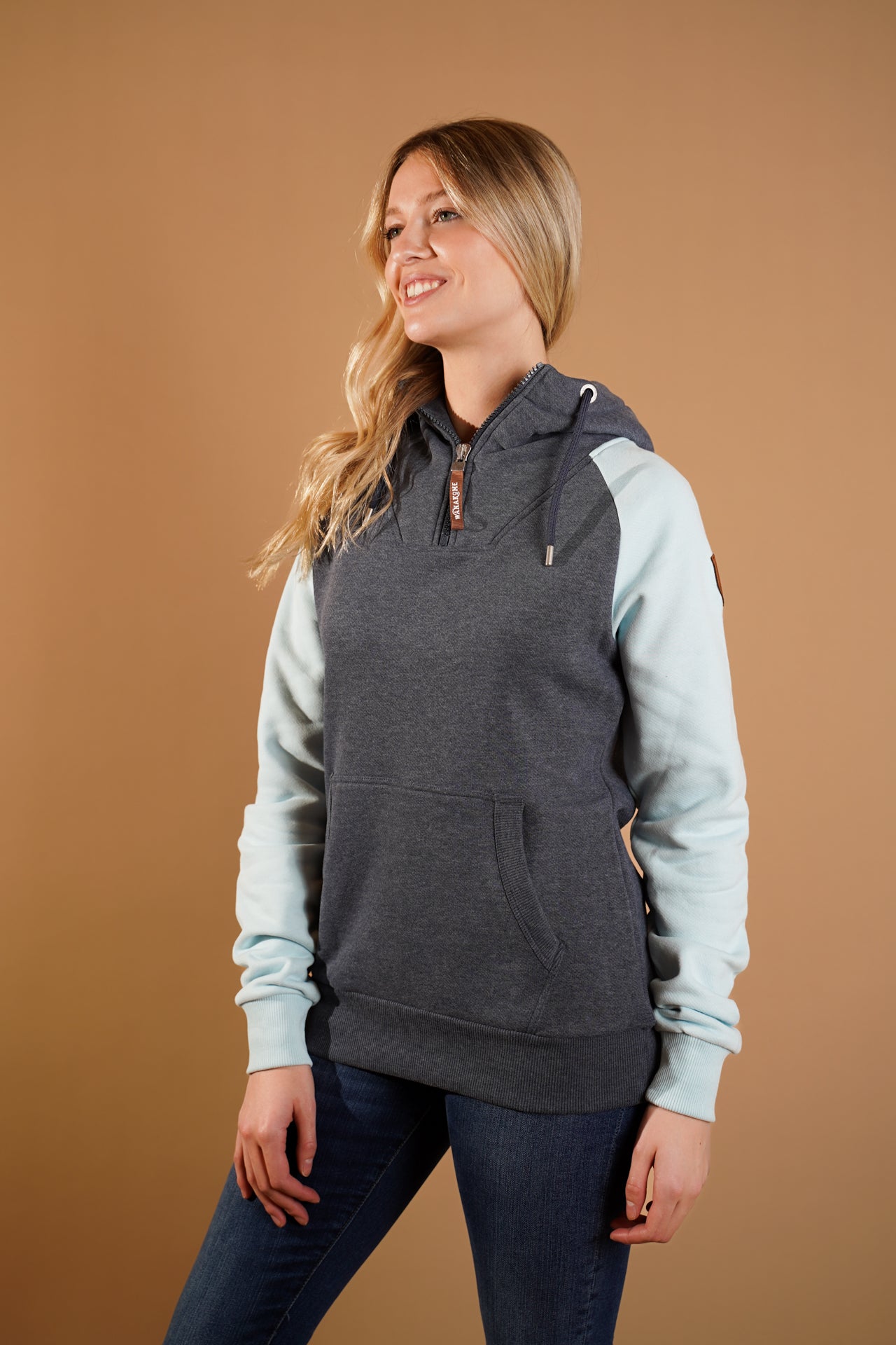 Faith Half-Zip Hoodie in Waterfall/Navy Secondary image