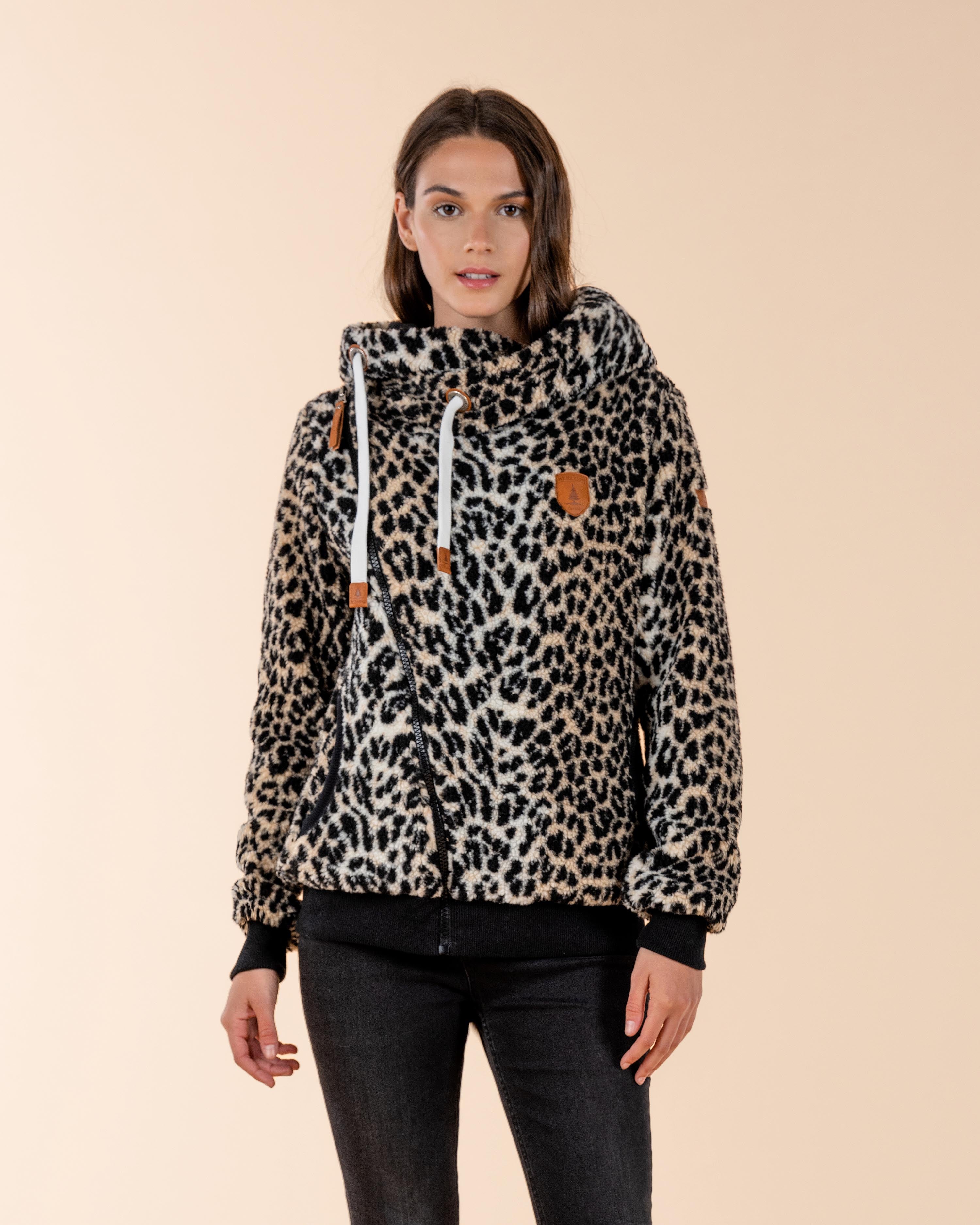 Bliss Sherpa Leopard Printed Hoodie Main image