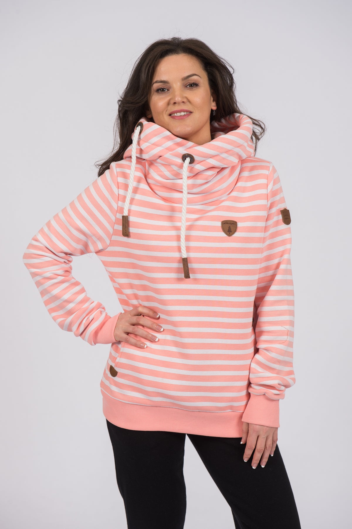 Artemis Printed Peach Stripe Hoodie