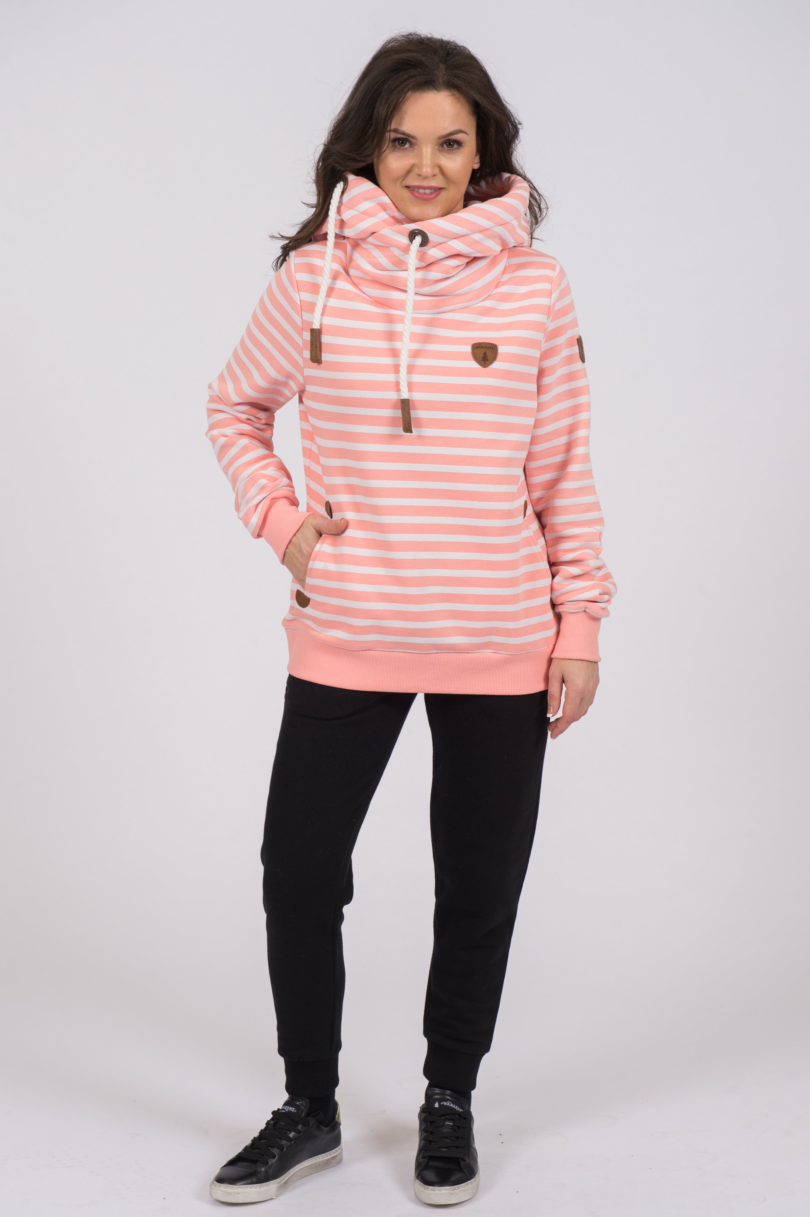 Artemis Printed Peach Stripe Hoodie