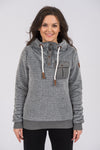 Fay Sherpa Dark Heather Grey Snap-Neck Hoodie