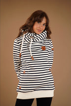 Artemis Printed Navy Stripe Hoodie