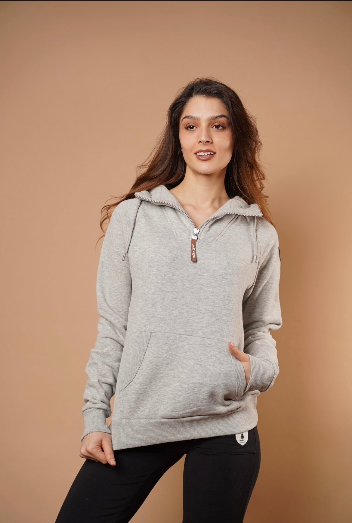 Faith Half-Zip Hoodie in Light Heather Grey Main image